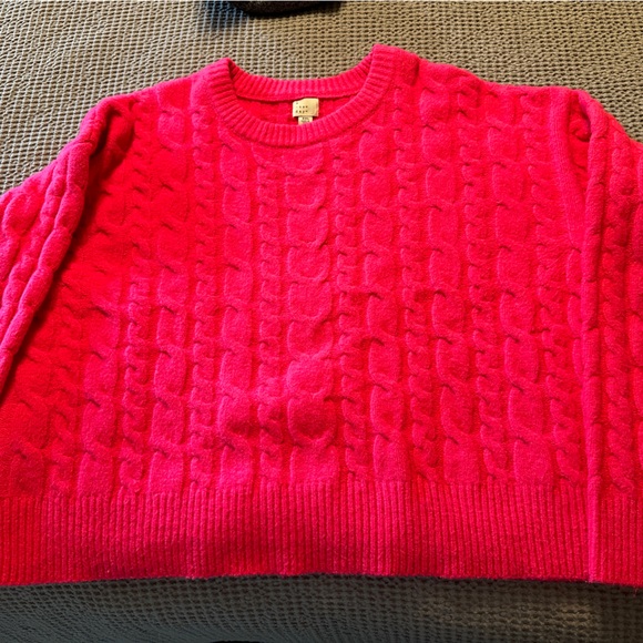 Hot Pink - Women’s Crop Sweater - Picture 2 of 4